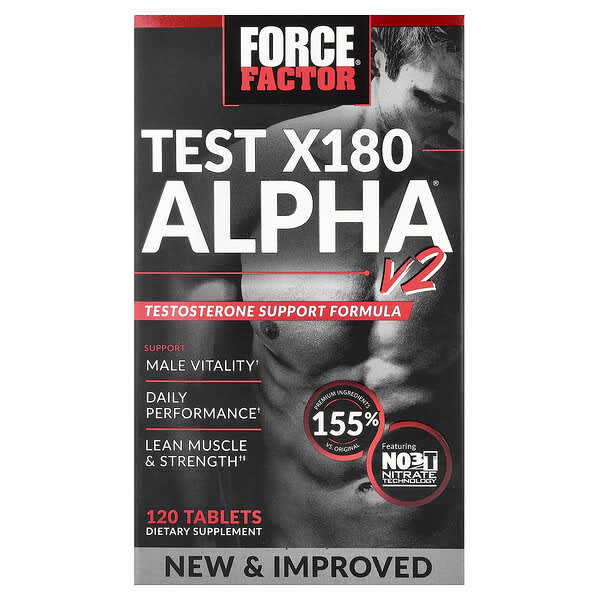 Force Factor, Test X180 Alpha® V2, 120 comprimidos
