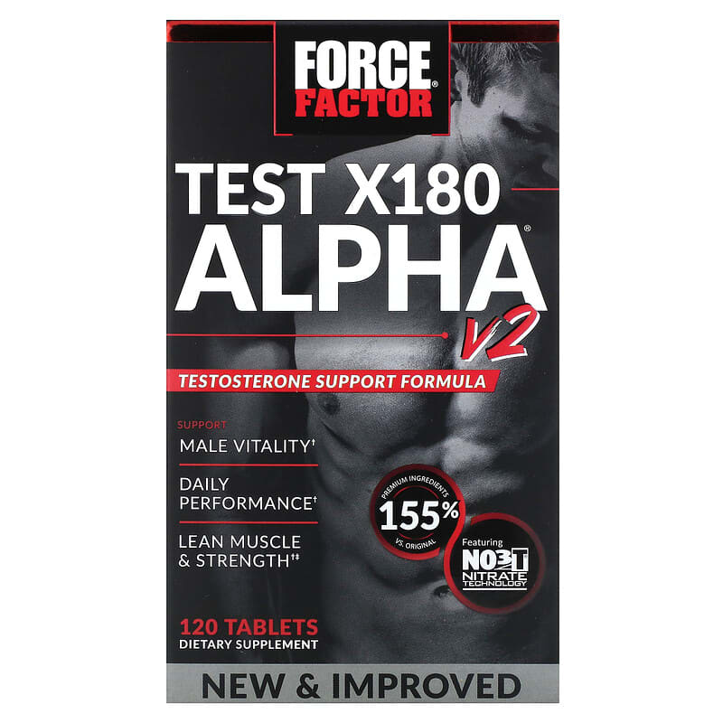  Force Factor Test X180 Alpha v2 Testosterone Booster for Men,  Supplement with Testofen and Nitrates to Build Muscle and Strength, Boost  Nitric Oxide, and Enhance Performance, 120 Tablets : Health 