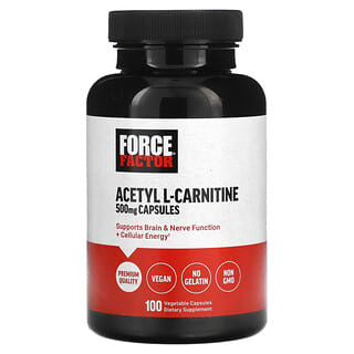 Force Factor, Ацетил L-карнитин, 500 мг, 100 растительных капсул