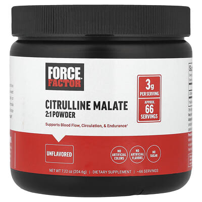 Force Factor, Citrulline Malate 2:1 Powder, Unflavored, 7.22 oz (204.6 g)