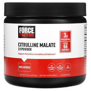 Force Factor, Citrullin Malat 2:1 Pulver, geschmacksneutral, 7,22 oz. (204,6 g)