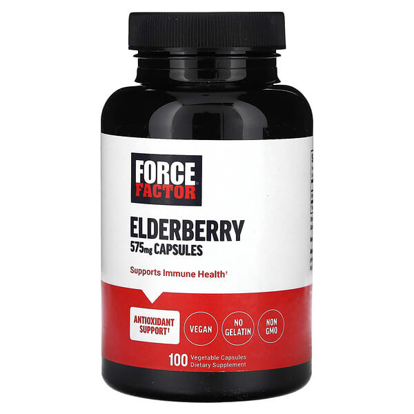 Force Factor, Elderberry, 1,150 mg, 100 Vegetable Capsules (575 mg per Capsule)