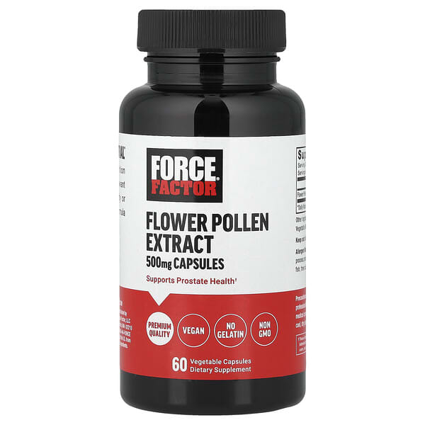 Force Factor, Extracto de polen de flores, 500 mg, 60 cápsulas vegetales