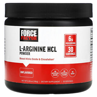 Force Factor‏, אבקת L-ארגינין HCL, ללא תוספת טעם, 186 גרם (6.56 אונקיות)