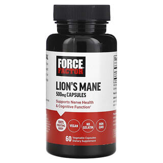 Force Factor, Melena de león, 500 mg, 60 cápsulas vegetales
