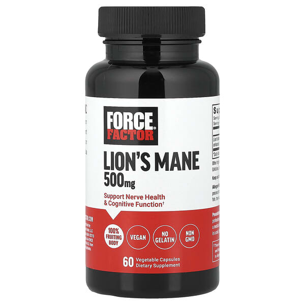 Force Factor, 노루궁뎅이버섯, 500mg, 베지 캡슐 60정