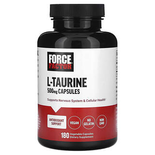 Force Factor, L-таурин, 500 мг, 180 растительных капсул