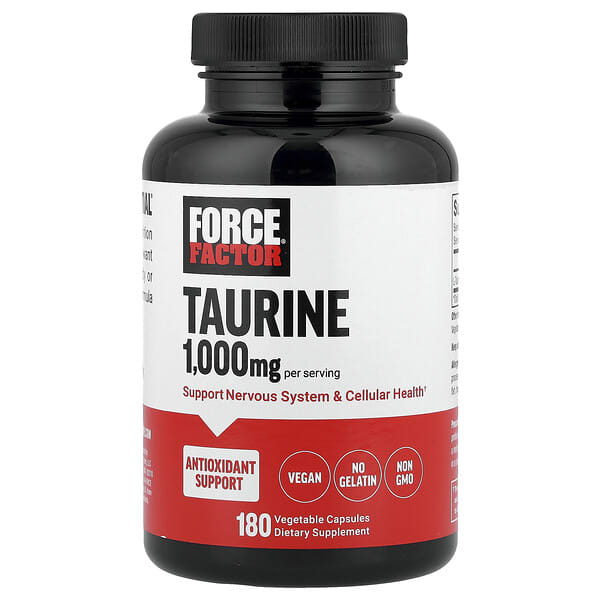 Taurine, 180 Vegetable Capsules (500 mg per Capsule)