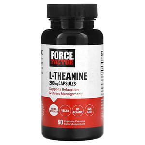 Force Factor, L-теанин, повышенная сила действия, 200 мг, 60 вегетарианских капсул