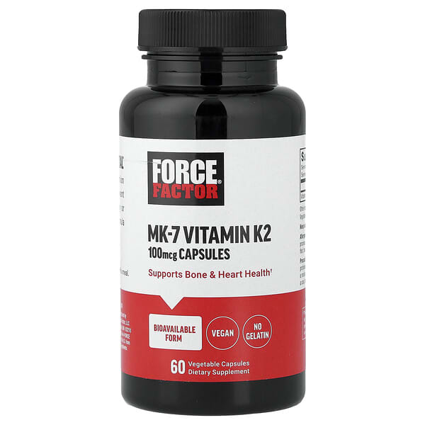 Force Factor, MK-7 비타민K2, 100mcg, 베지 캡슐 60정