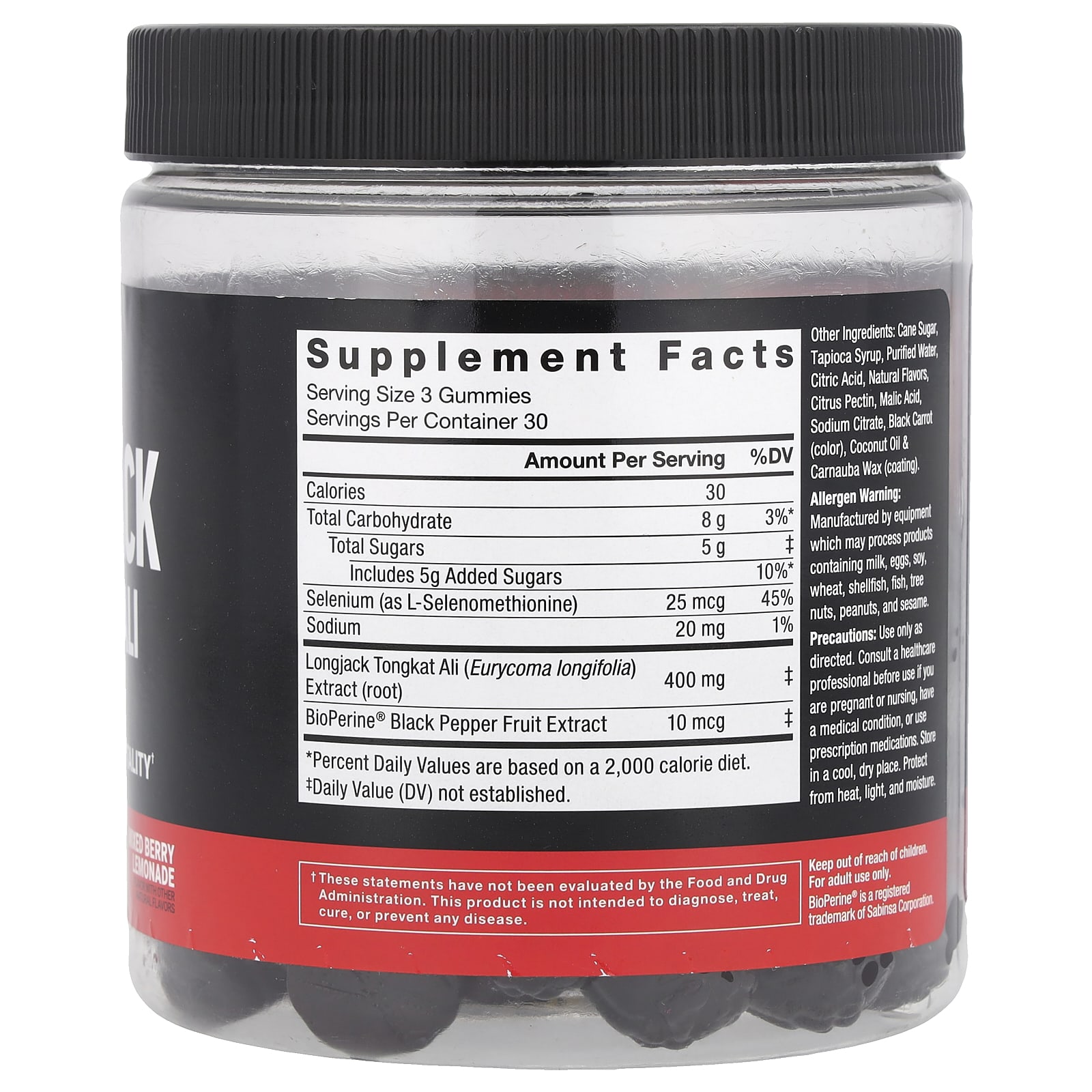 Force Factor, Longjack Tongkat Ali Gummies, Mixed Berry Lemonade, 400