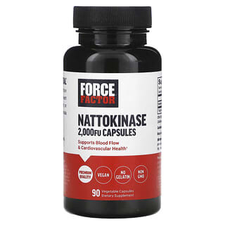 Force Factor, наттокиназа, 2000 фибринолитических единиц, 90 растительных капсул