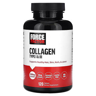 Force Factor, Collagen Type I & III, Kollagen Typ I und III, 3.000 mg, 120 Tabletten (1.000 mg pro Tablette)