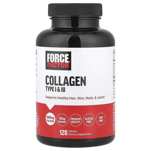 Force Factor, Kolagen Jenis I & III, 120 Tablet