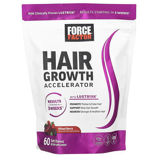 Force Factor, Acelerador del crecimiento del cabello, Bayas mixtas, 60 comprimidos masticables blandos