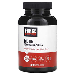 Force Factor, Biotina, 10.000 mcg, 100 Cápsulas Vegetais