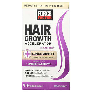 Force Factor, Acelerador do Crescimento Capilar, 90 Cápsulas Vegetais