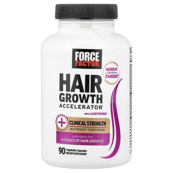 Force Factor, लिस्ट्रोवा® के साथ हेयर ग्रोथ एक्सेलेरेटर, 90 वेजिटेबल कैप्सूल
