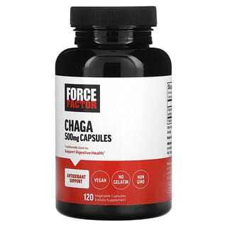 Force Factor, чага, 500 мг, 120 рослинних капсул