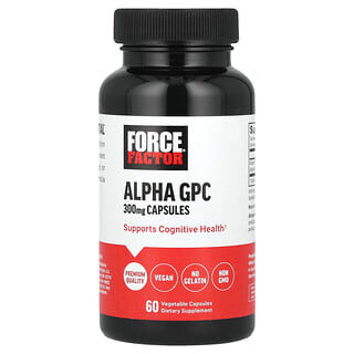 Force Factor, Alpha GPC, 600 mg, 60 kapsułek roślinnych (300 mg na kapsułkę)