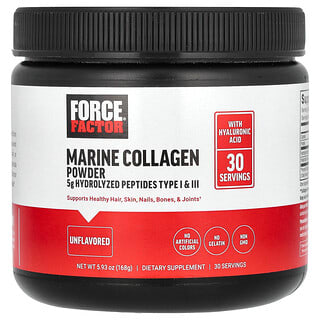 Force Factor, Colágeno marino en polvo, Sin sabor, 168 g (5,93 oz)
