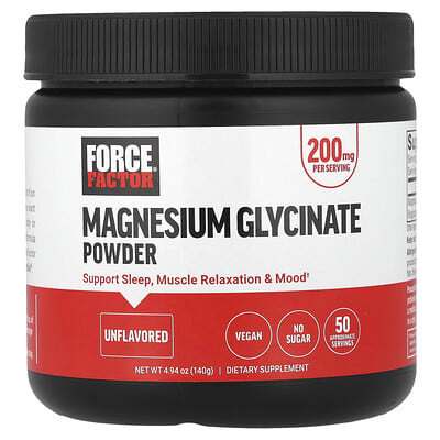 Force Factor, Magnesium Glycinate Powder, Unflavored, 4.94 oz (140 g)