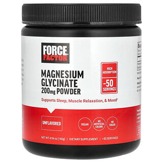 Force Factor, Magnesium Glycinate Powder, Unflavored, Magnesiumglycinatpulver, geschmacksneutral, 140 g (4,94 oz.)