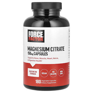 Force Factor, Citrate de magnésium, 150 mg, 180 capsules végétales