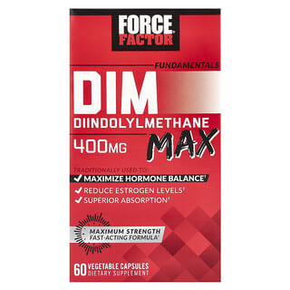 Force Factor, Ingredientes esenciales, DIM Max, 400 mg, 60 cápsulas vegetales (200 mg por cápsula)