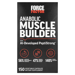 Force Factor, Suplemento anabólico para el desarrollo muscular con PeptiStrong, desarrollado por IA, 150 cápsulas vegetales