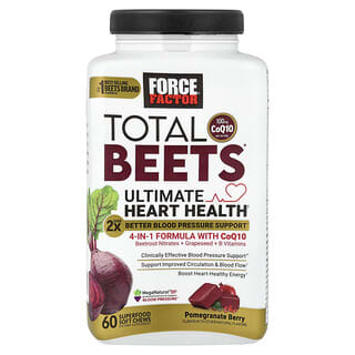 Force Factor, Total Bees® CoQ10 함유, 최고의 심장 건강 증진, 석류 베리 맛, 슈퍼 푸드 소프트츄 60개