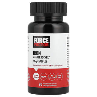 Force Factor, Iron with Ferrochel™, 36 mg, 90 Vegetable Capsules