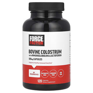 Force Factor, Colostrum bovin avec immunoglobuline et lactoferrine, 500 mg, 120 capsules