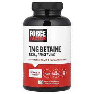 Force Factor, TMG Betaine, Betain TMG, 1.000 mg, 180 pflanzliche Kapseln (500 mg pro Kapsel)