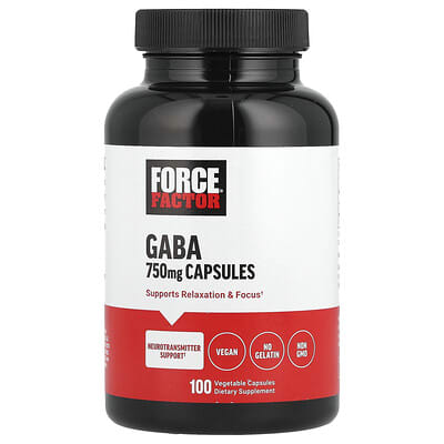 Force Factor, GABA, 750 mg, 100 Vegetarian Capsules