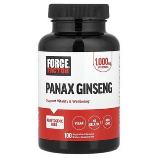 Force Factor, Panax ginseng, 1000 mg, 100 cápsulas vegetales (500 mg por cápsula)
