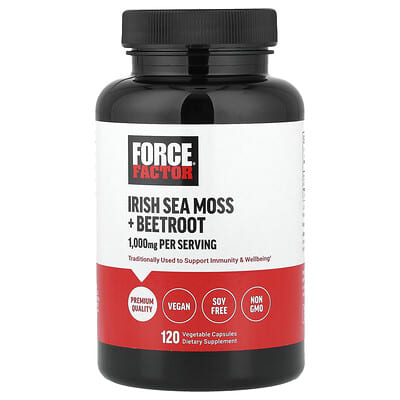 Force Factor, Irish Sea Moss + Beetroot, 120 Vegetarian Capsules