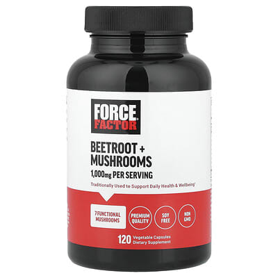 Force Factor, Beetroot + Mushrooms, 120 Vegetarian Capsules