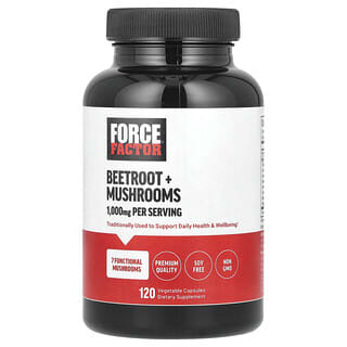 Force Factor, Beetroot + Mushrooms, 120 Vegetable Capsules