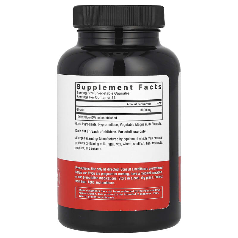 Купить Force Factor, Глицин, 100 растительных капсул (1000 мг на капсулу)