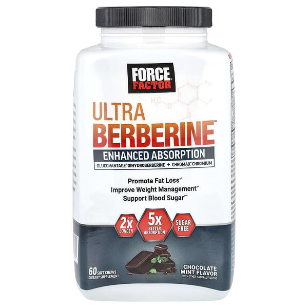 Force Factor, Ultra Berberine™，巧克力薄荷味，60 片軟咀嚼片