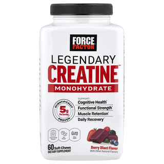 Force Factor, Legendary Creatine monohydrate, Baies, 60 friandises molles à mâcher (2,5 mg par friandise à mâcher)