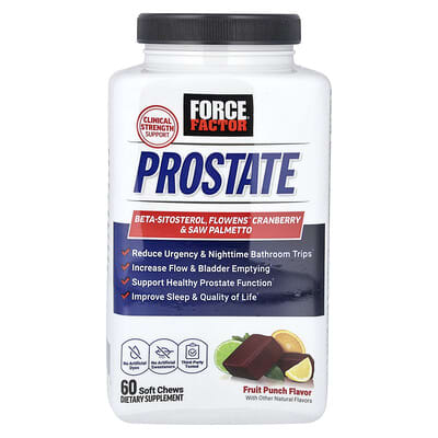 Force Factor, Prostate, Mixed Fruit Juice, 60 Soft Chewable Tablets