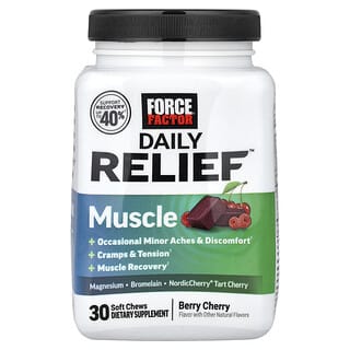 Force Factor, Daily Relief™, Muscle, горски плодове и череши, 30 меки дъвчащи таблетки
