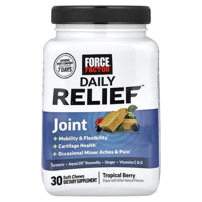 Force Factor, Daily Relief™, Joint Help, Tropical Berry Flavor, 30 Soft Chewable Tablets