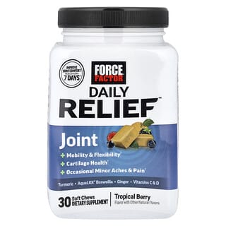 Force Factor, Daily Relief™, Porros, Bayas tropicales, 30 comprimidos masticables blandos