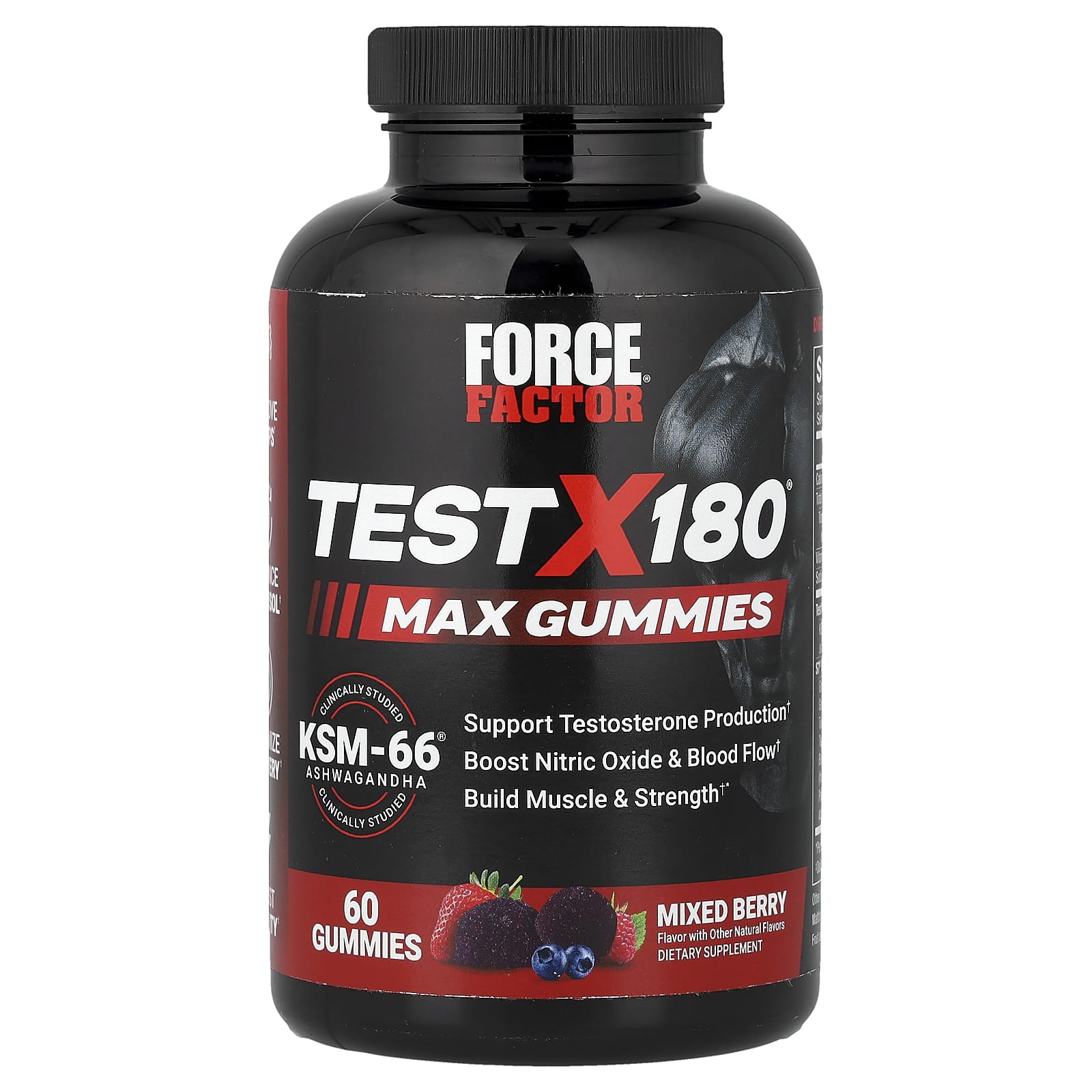 Force Factor, Test X180® Max, жевательные таблетки, со вкусом ягодного ассорти, 60 жевательных таблеток