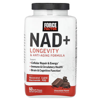 Force Factor, NAD + Longevity & Anti-Ageing Formula, Chocolate, 60 Soft Chews