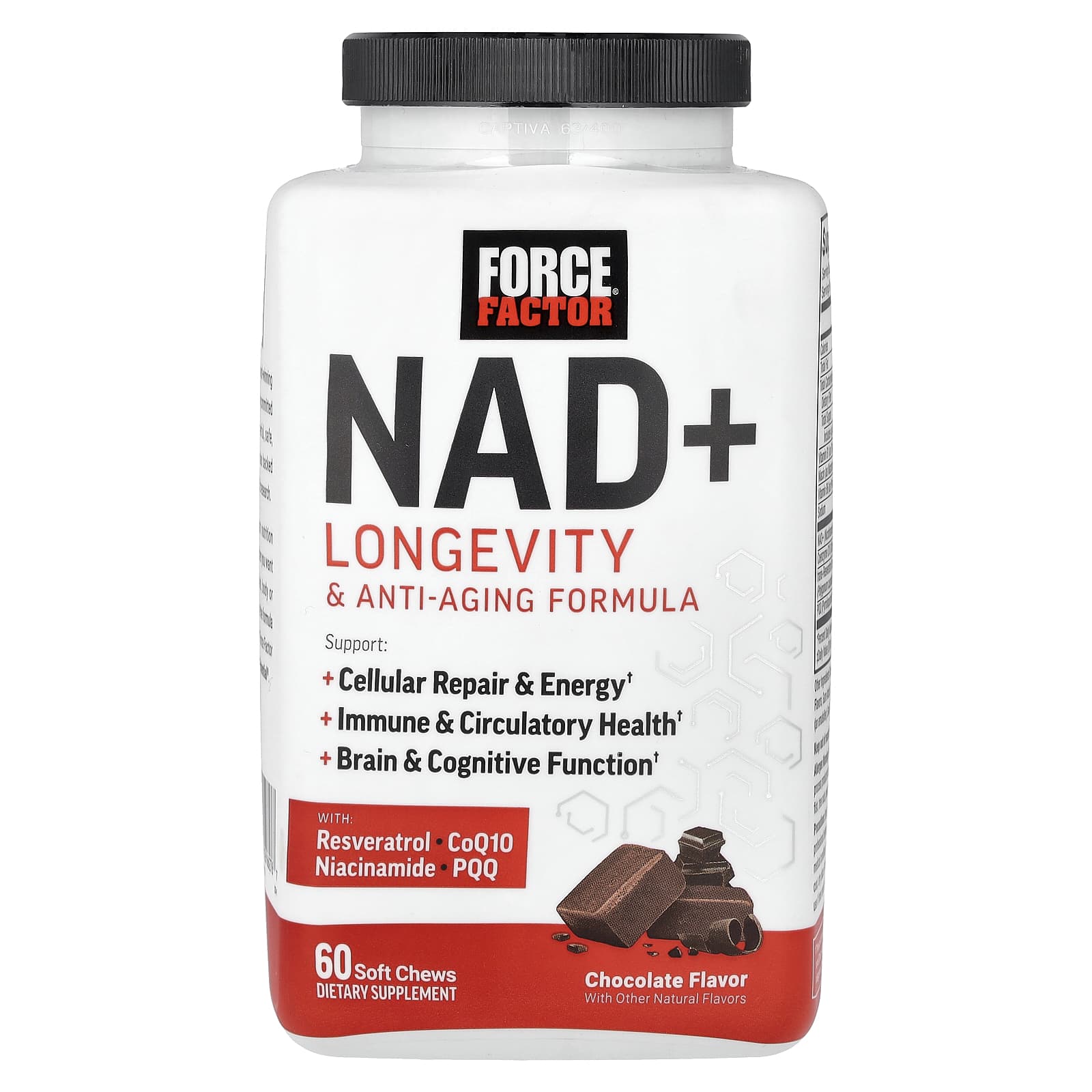 Force Factor, NAD + Longevity & Anti-Aging Formula, Chocolate, 60 Soft Chews