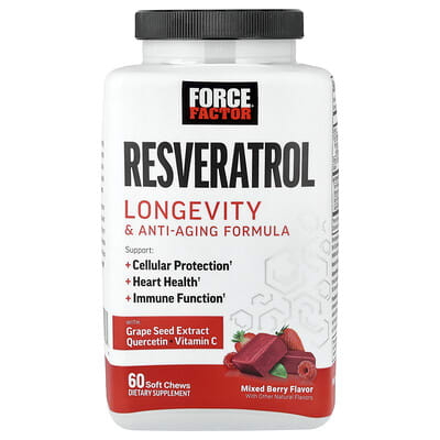 Force Factor, Resveratrol, Longevity & Anti-Aging Formula, Mixed Berry, 60 Soft Chews